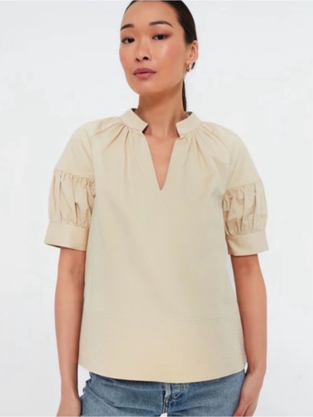 Tuckernuck Tan Puff Sleeve Tunic Top
